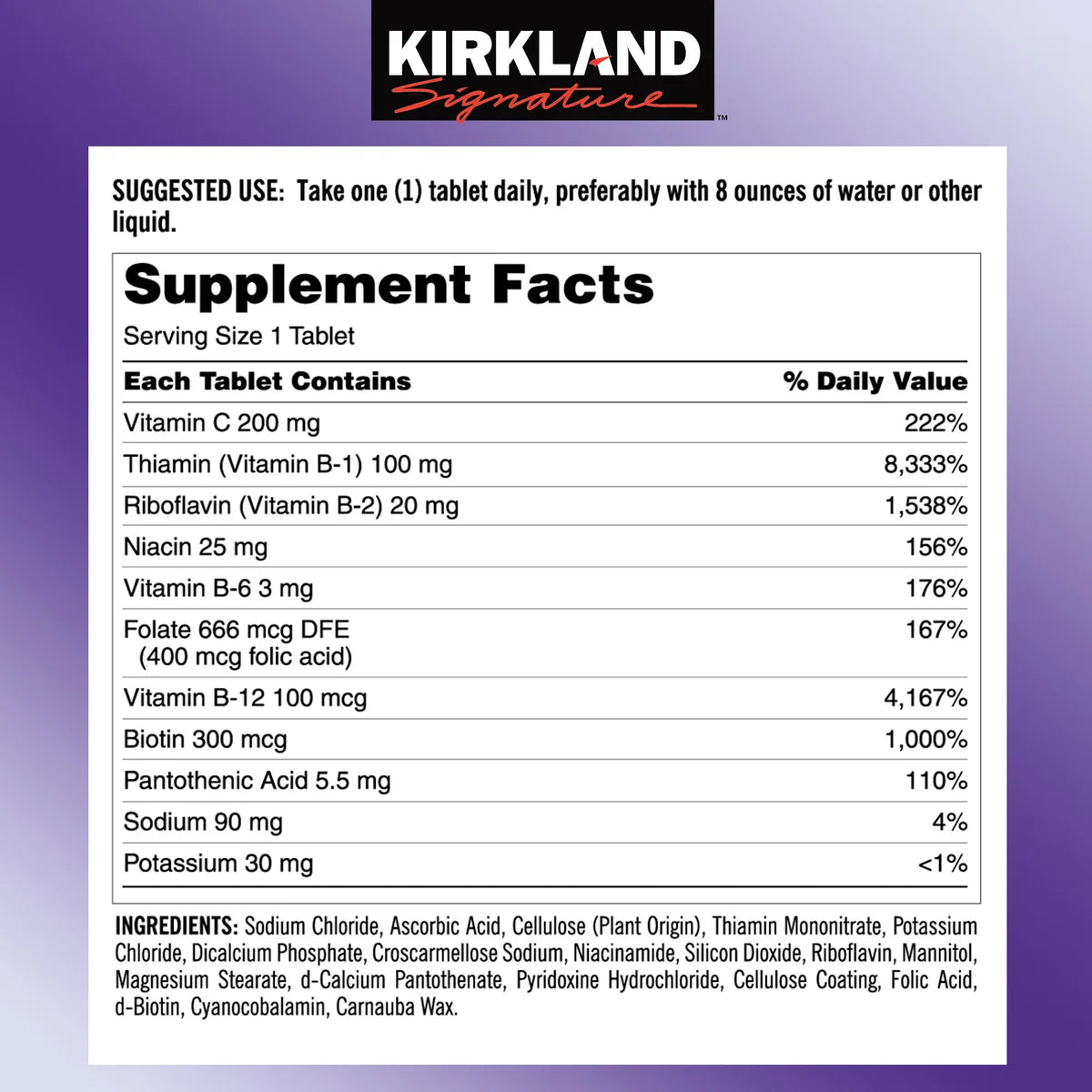 Kirkland Signature Super B-Complex con electrolitos, 500 comprimidos