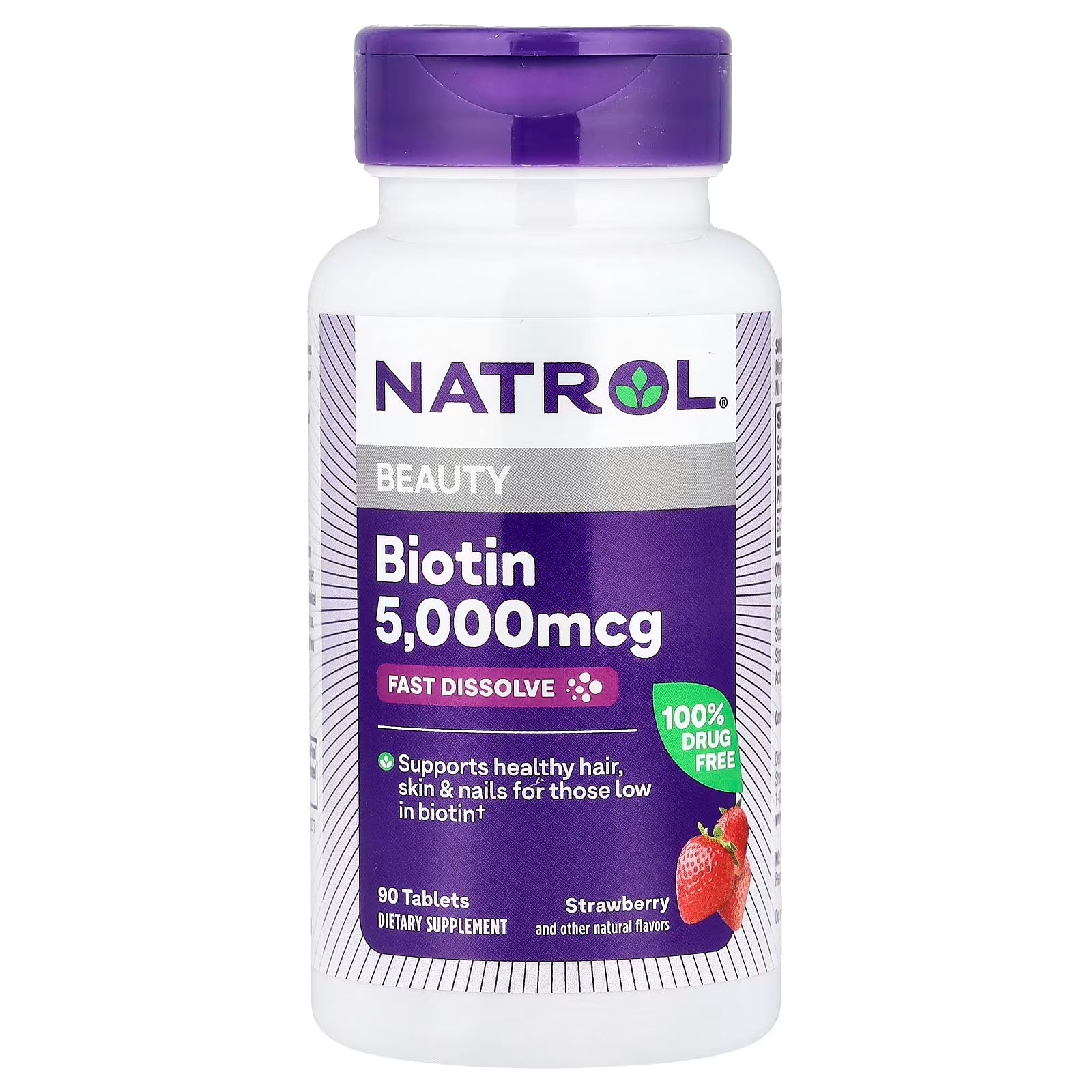 Natrol Biotin 5000 mcg tabletas de rápida disolución, fresa - 90 unidades