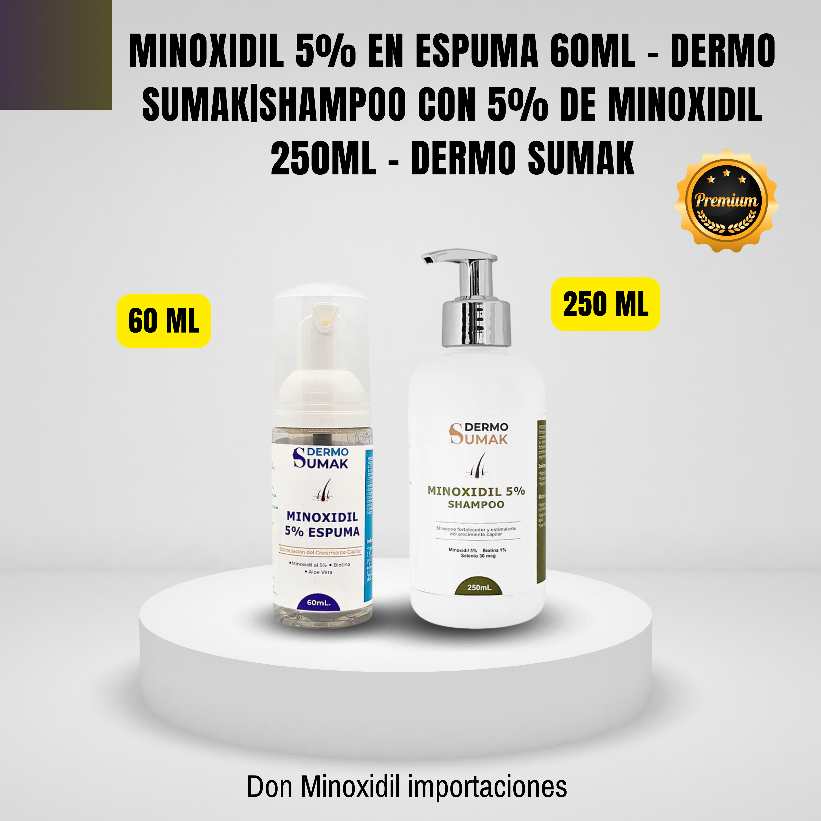 MINOXIDIL 5% EN ESPUMA 60ML DERMO SUMAK + SHAMPOO 5% MINOXIDIL 250ML