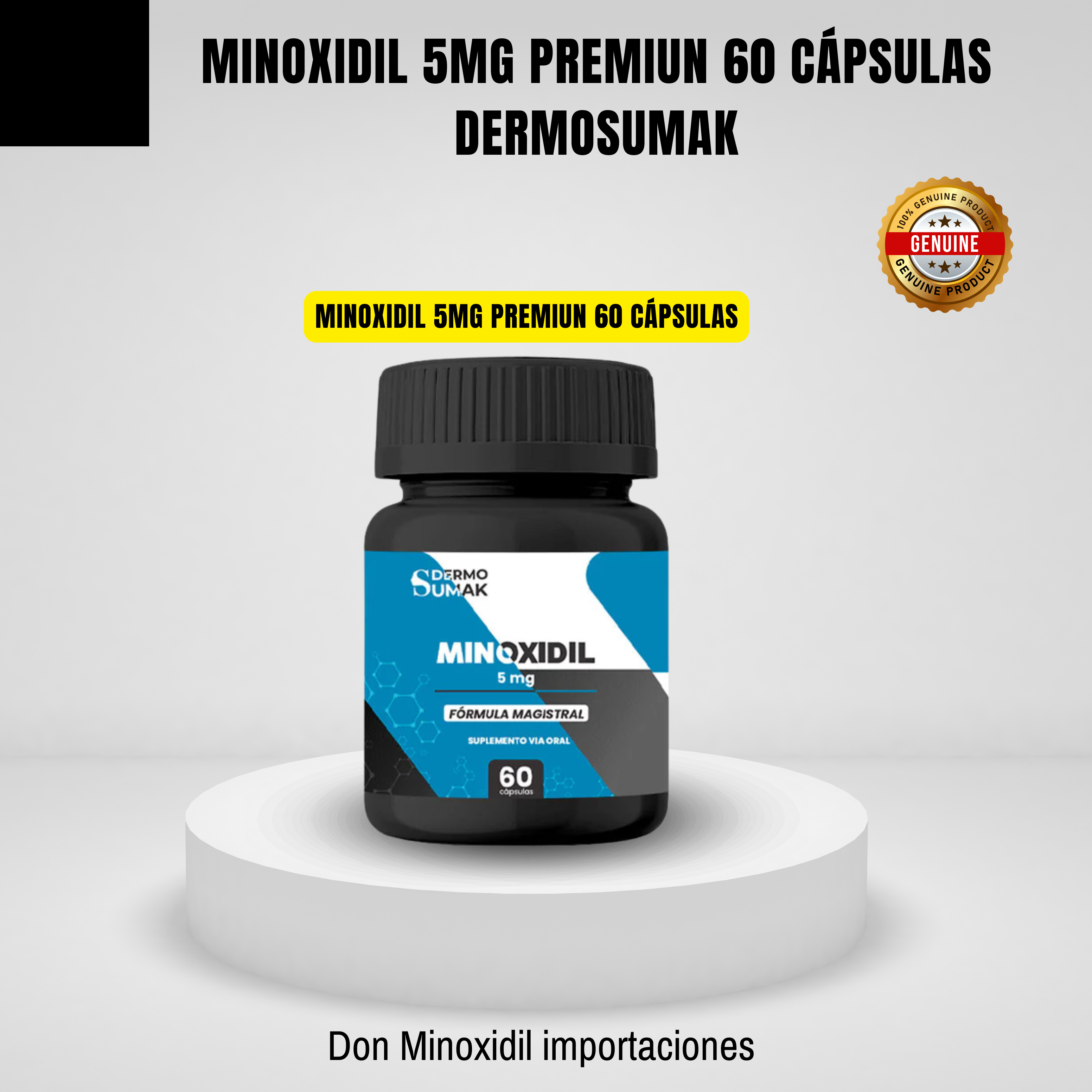 Minoxidil 5mg Premiun 60 Cápsulas Dermosumak